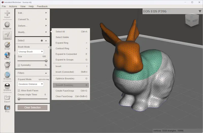 Interfaz de Meshmixer en macOS
