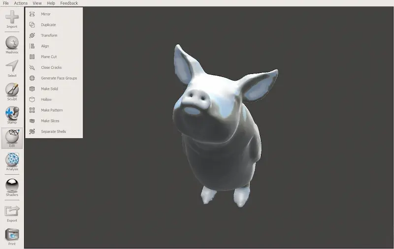 Interfaz de Meshmixer en Windows